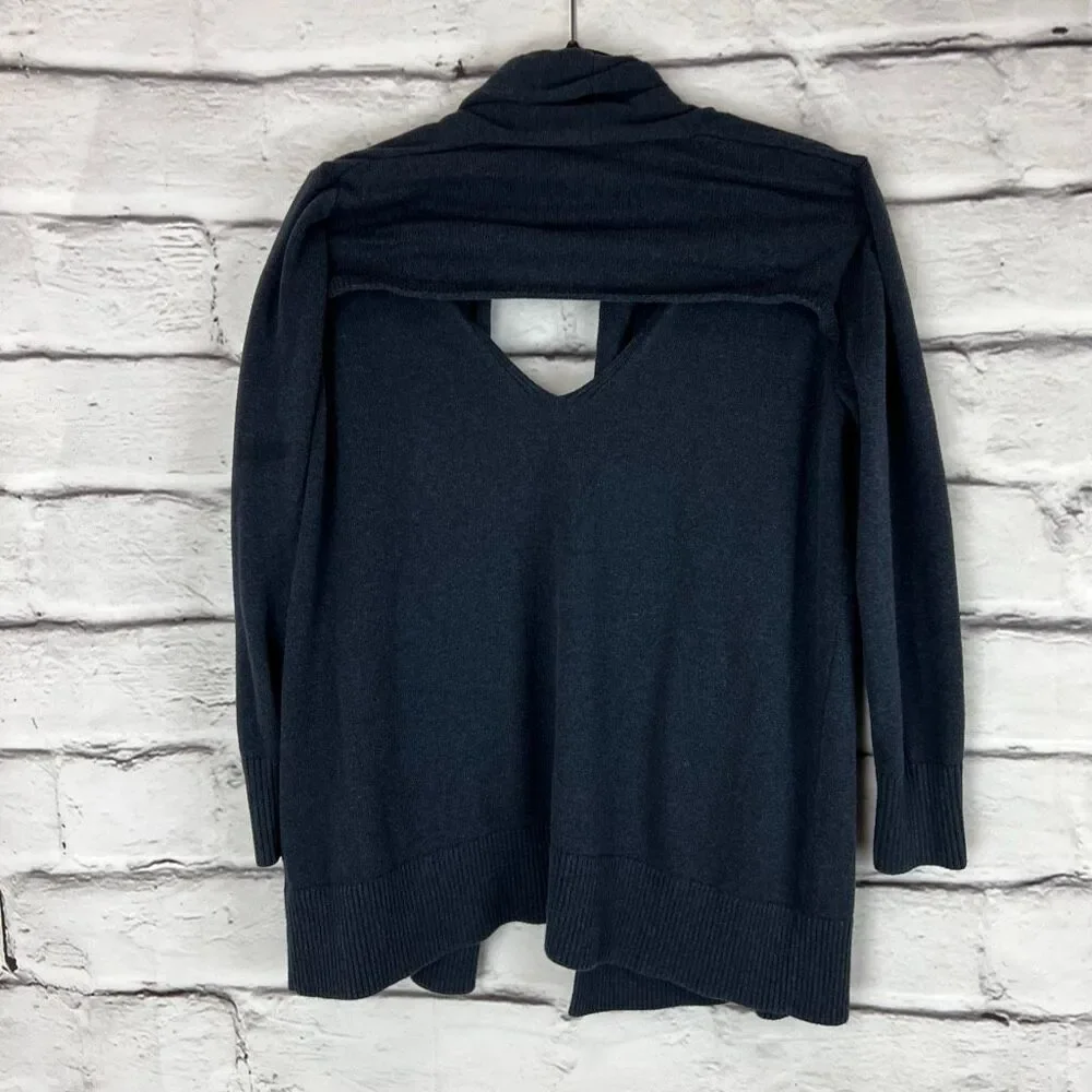 CAbi Victoria Open Cardigan Sweater‎ Blue Women's M Longline Keyhole Back